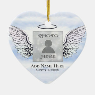 Personalizado Foto Angel Wings Memorial Ornamento