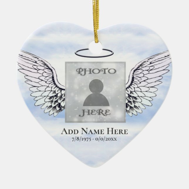 Personalizado Foto Angel Wings Memorial Ornamento  (Frente)