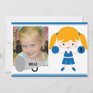 Personalizado foto animadora azul invitación de cu
