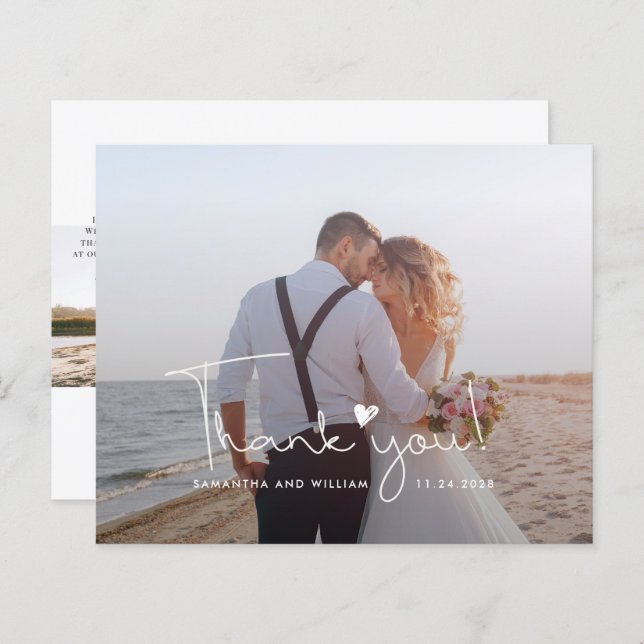 Personalizado Foto Boda manuscrito Tarjeta de agra (Anverso / Reverso)