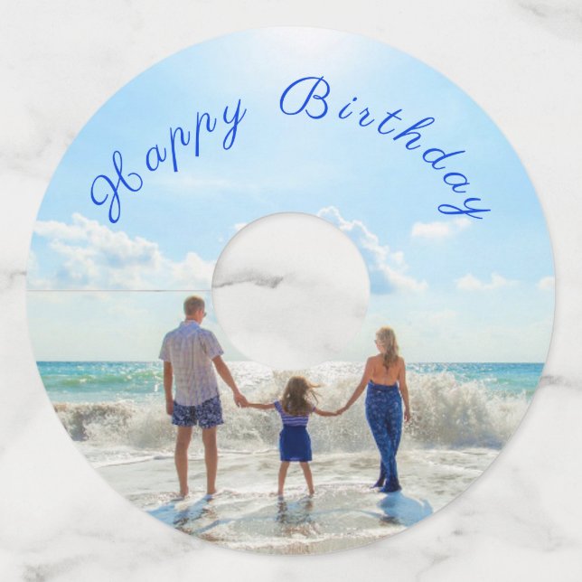 Personalizado Foto Cumpleaños Vidrio Vino Etiqueta (Anverso)