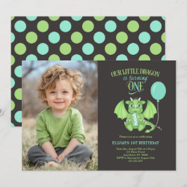 Personalizado Foto Dragon Invitación al primer cum