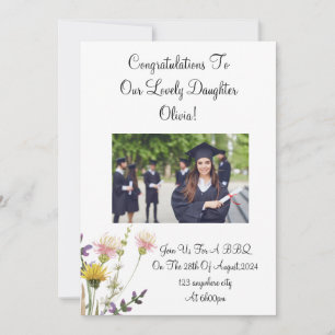 personalizado foto invitación a graduación floral