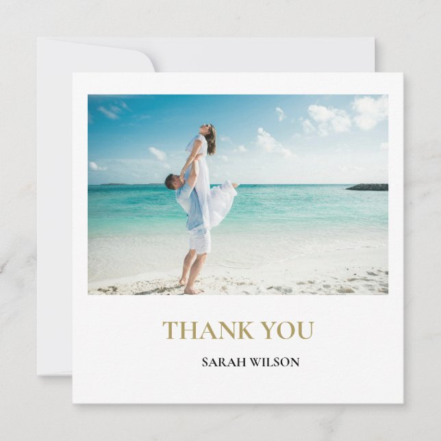 Personalizado Foto: Modern Beach Wedding Gracias (Anverso)