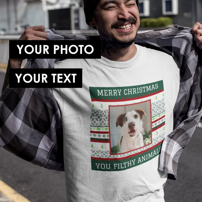 Personalizado foto Navidades feos suéter camiseta  (Subido por el creador)