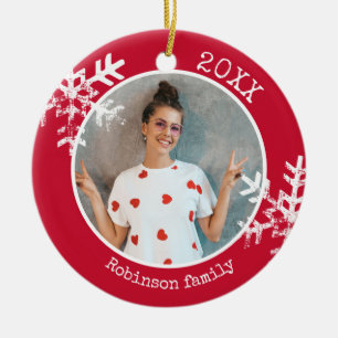 Personalizado Foto: Ornamento del círculo rojo co