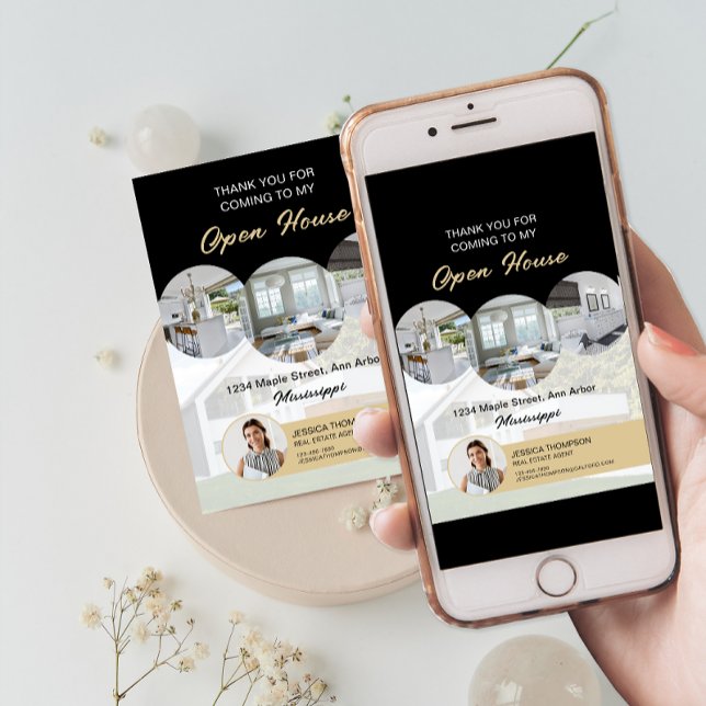 Personalizado Foto Real Estate Open House Tarjeta  (Custom Photo Real Estate Open House Thank You Card)