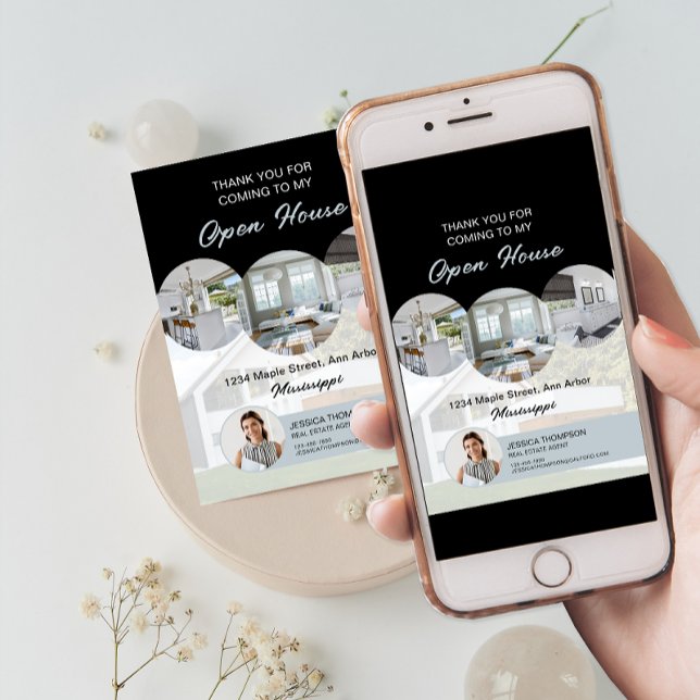 Personalizado Foto Real Estate Open House Tarjeta  (Custom Photo Real Estate Open House Thank You Card)