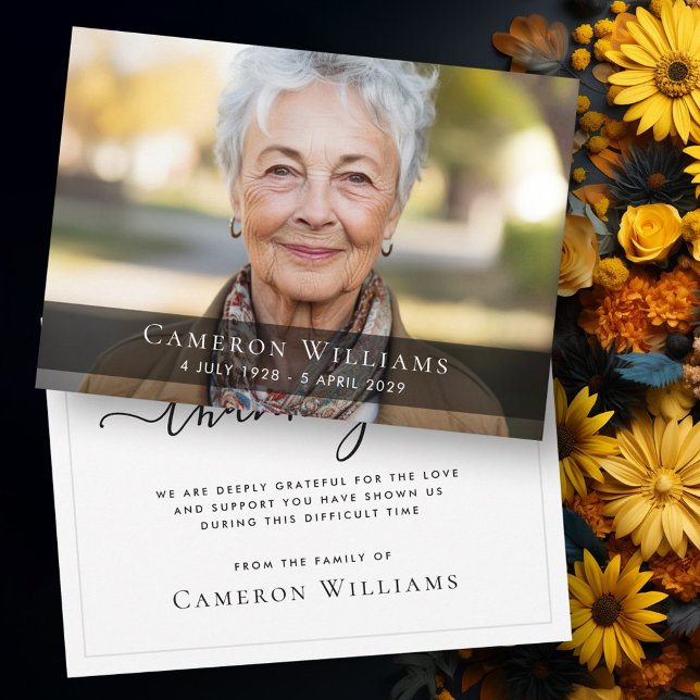 Personalizado foto simpatía amargura tarjeta de ag (Custom photo sympathy bereavement thank you card)