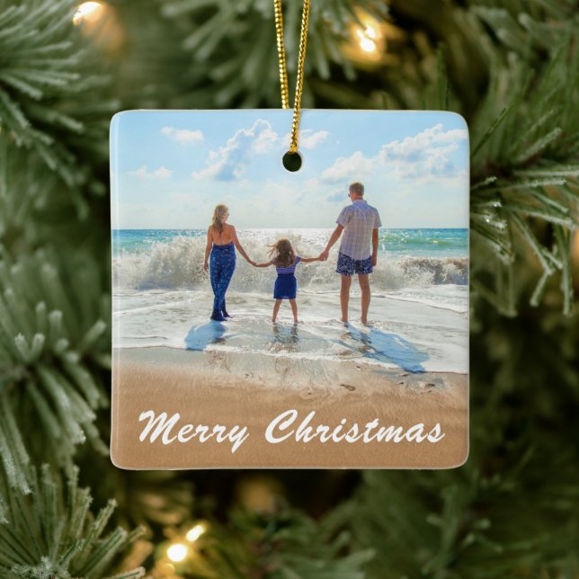 Personalizado Foto Texto Navidad Ornamento sus fot (Árbol)