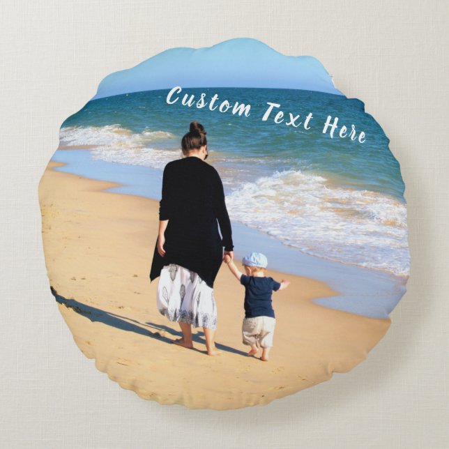 Personalizado Foto Texto redondeado almohada su pr (Reverso)