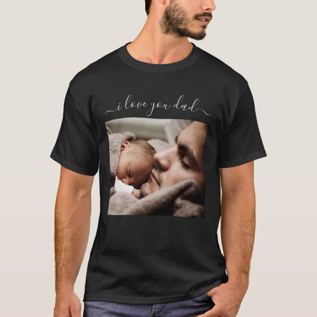 Personalizado Foto Texto Te Amo Papá Camiseta Tu R (Anverso)