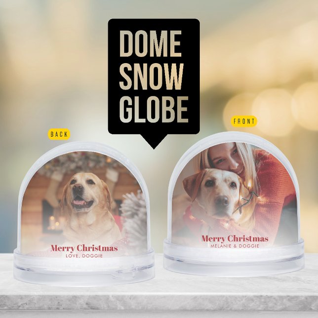 Personalizado fotográfico de la familia de Feliz N (Merry Christmas Family Pet Photo Custom Snow Globe)