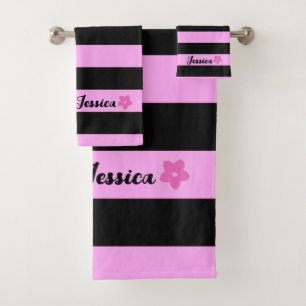 Personalizado Frangipani de rayas negras y rosadas