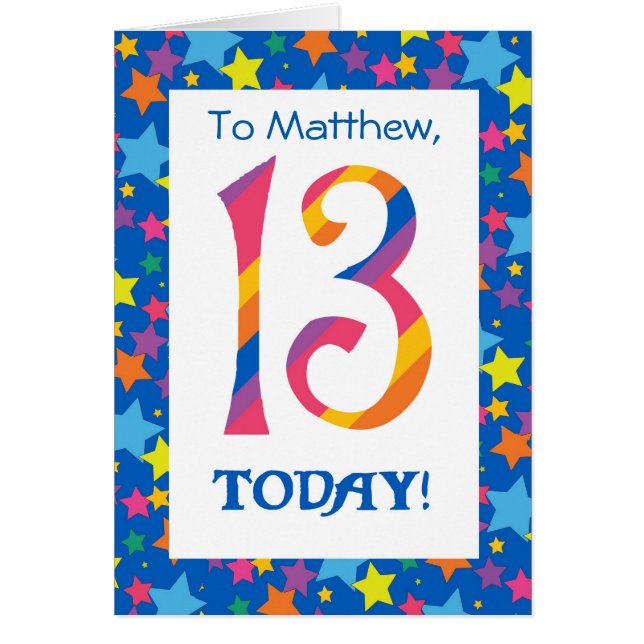 Personalizado Front 13th Birthday Rayas Brillantes (Frente)