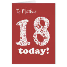 Personalizado Front Moda Red, Blanco Cumpleaños 18