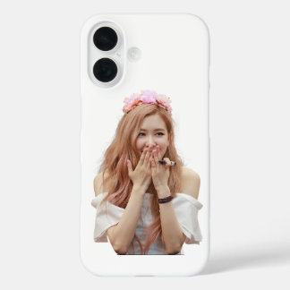 personalizado funda iphone 16 rosa rosa negro