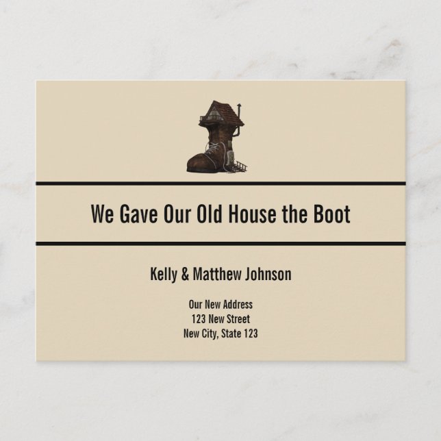 Personalizado Funny Boot House Moving Invitación (Anverso)