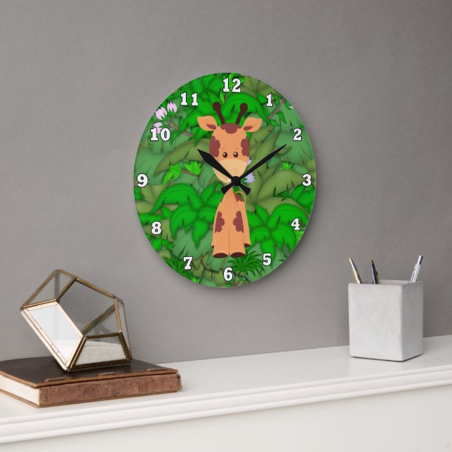 Personalizado Giraffe niños reloj de pared de la h (Oficina)
