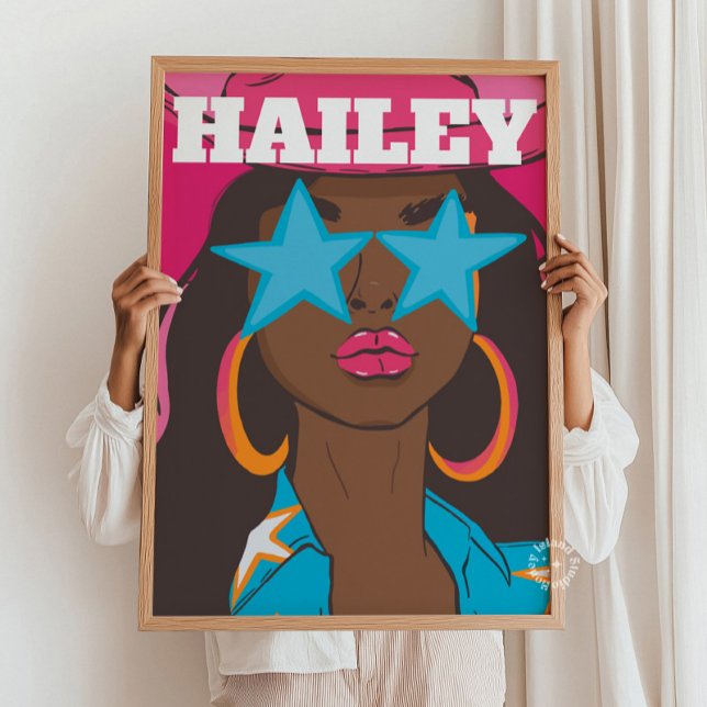Personalizado Girly Retrato Preppy Dorm Decoración (Custom Funky Girly Portrait Preppy Dorm Decor Red Hair)