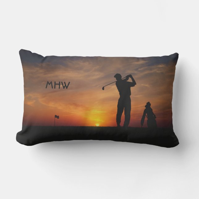Personalizado Golfer Sunset monograma almohadas de (Anverso)