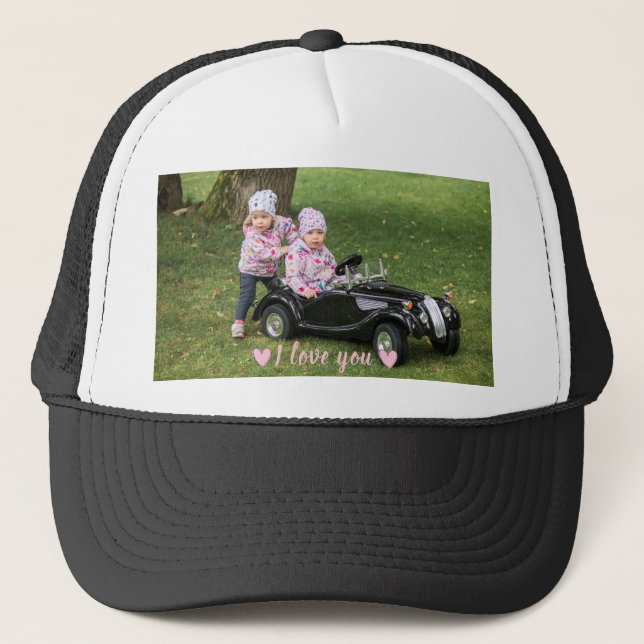 Personalizado, gorra de foto y texto. Gorra de béi (Anverso)