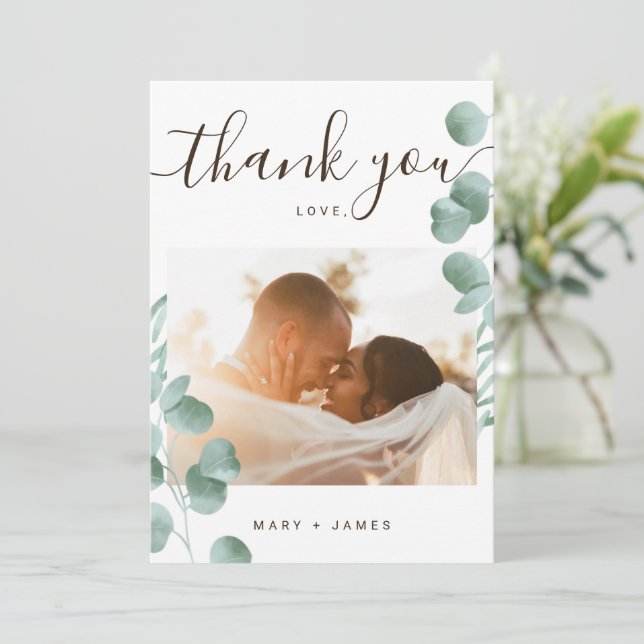 Personalizado Gracias 2 tarjetas de Boda fotográfi (Anverso de pie)