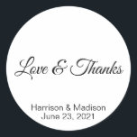 Personalizado Gracias Boda regalo pegatinas de eti<br><div class="desc">Personalizado Gracias Boda regalo pegatinas de etiquetas. Amor y Gracias. Blanco y negro.</div>