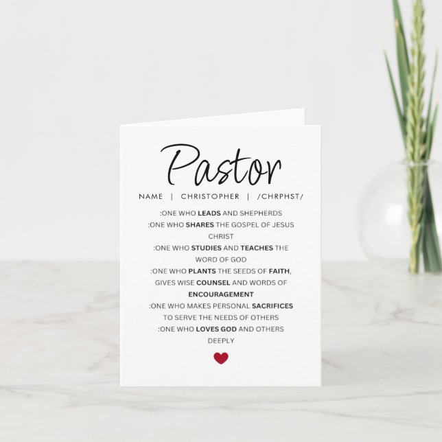 Personalizado Gracias Pastor Tarjeta De Saludo (Anverso)
