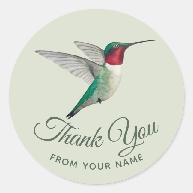 Personalizado Gracias Pegatina Hummingbird (Anverso)