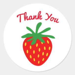 Personalizado gracias pegatinas con logo de fresa 