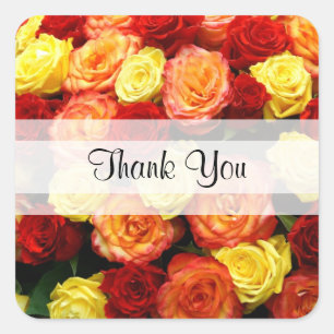 Personalizado "Gracias" Rosas Pegatinas de Plaza