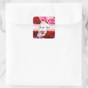 Personalizado "Gracias" Rosas Pegatinas de Plaza