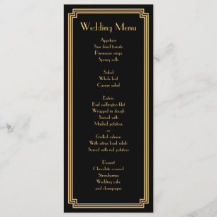 Personalizado Gran Gatsby Art Deco Menú Boda negro