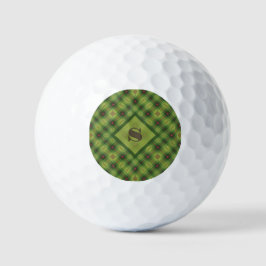 Personalizado Green Plaid Monograma Navidades Bola