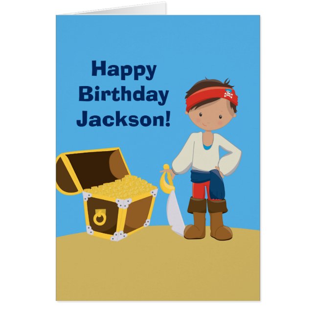 Personalizado Guay Pirate Kids Happy Birday Card (Frente)