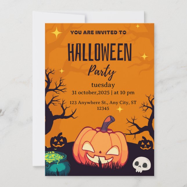 Personalizado Halloween Cumpleaños Invitación Cala (Anverso)