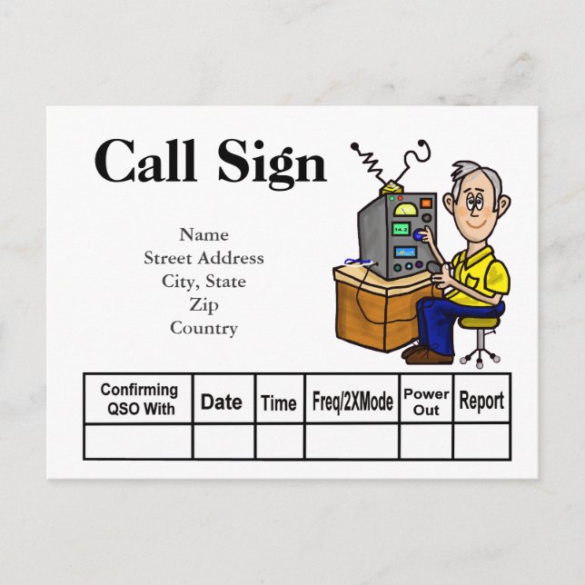 Personalizado Ham Operador De Tarjeta QSL Personal (Anverso)