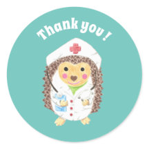 Personalizado hedgehog enfermera gracias sello par