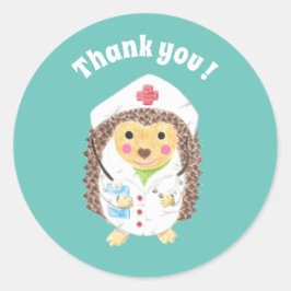 Personalizado hedgehog enfermera gracias sello par