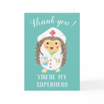Personalizado hedgehog enfermera tarjeta de agrade