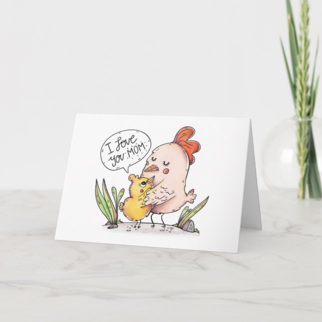 Personalizado Hen y tarjeta de Día de la Madre par (Anverso)