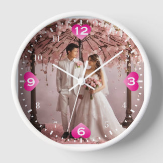 Personalizado Hermoso Tema Boda Reloj de pared red