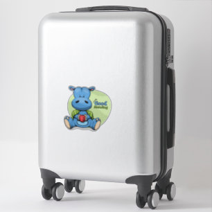Personalizado Hippo   8"x 8"- Pegatina transparent