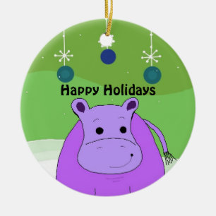 Personalizado Hippo con decoraciones navideñas