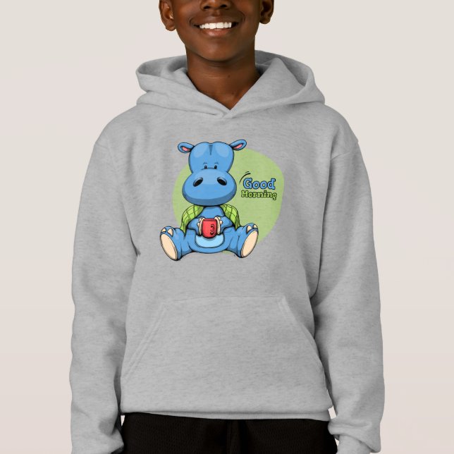 Personalizado Hippo | Niños Pullover Hoodie (Anverso)
