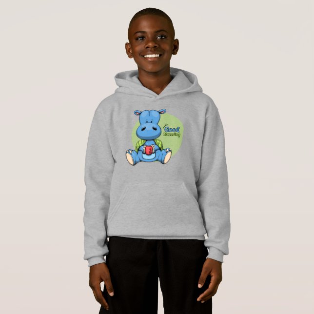 Personalizado Hippo | Niños Pullover Hoodie (Anverso completo)