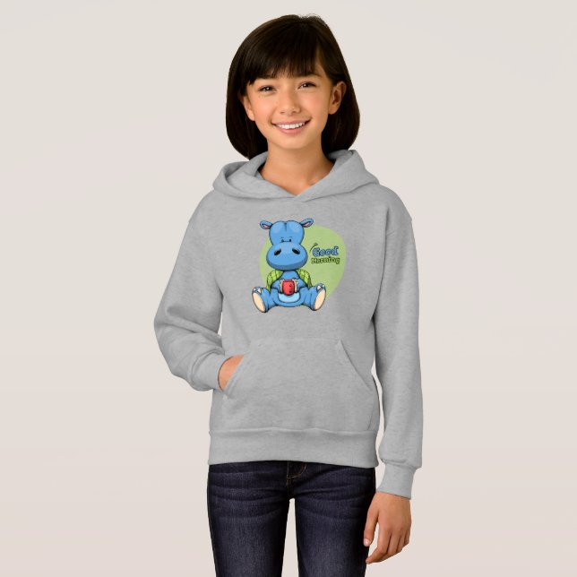 Personalizado Hippo | Niños Pullover Hoodie (Anverso completo)