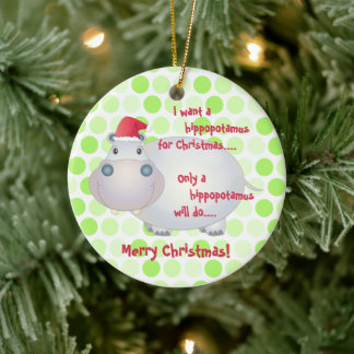 Personalizado Hippopótamo Ornamento de Navidad