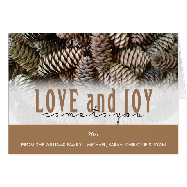 Personalizado Holiday Love and Joy Pine Cone (Anverso (Horizontal))